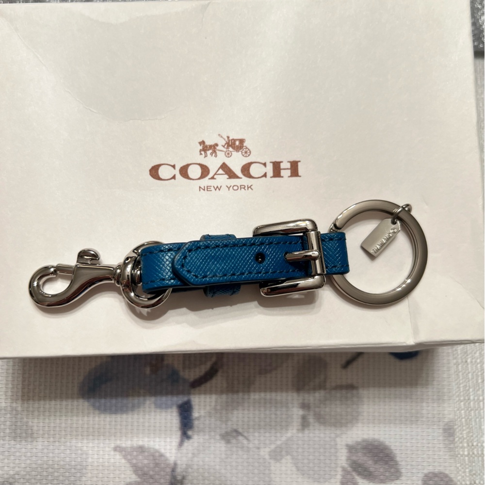 Blue Coach Keychain Holder. Brand new Leather 100% authentic.